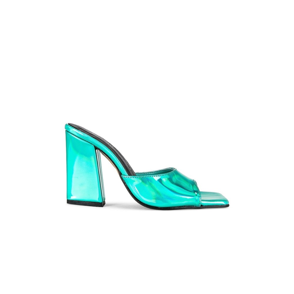 New INTENTIONALLY BLANK x REVOLVE Jackson Mule in Teal metallic heels chunk